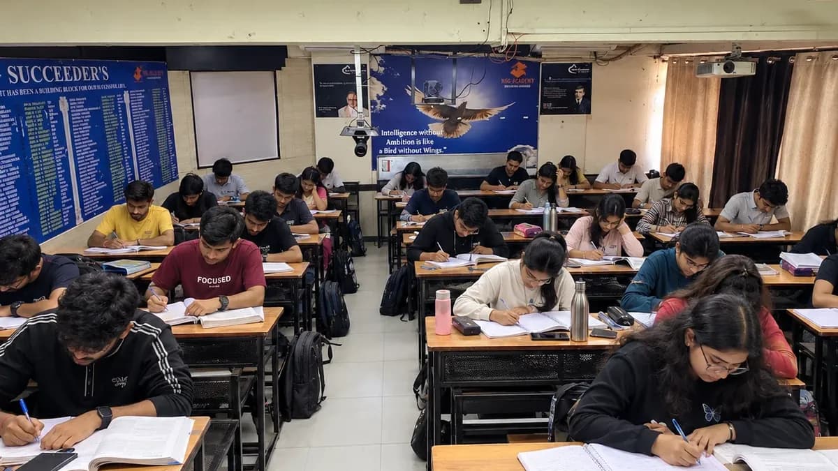 Student practicing mathematics problems with textbook at NSG Academy